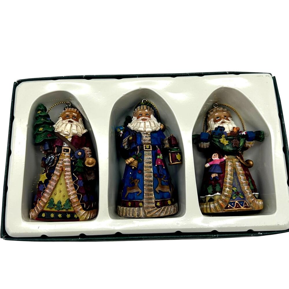 Vintage Kurt Adler Santa Christmas Ornaments Set 3.5" Box Collectible Decor